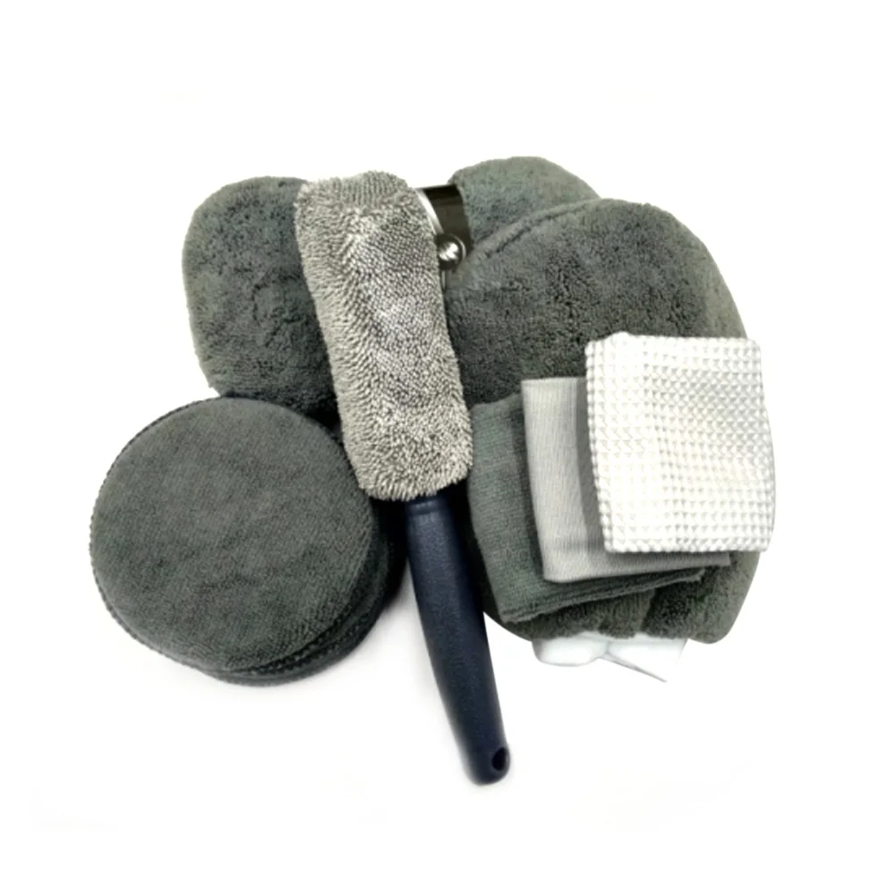 

9Pcs Car Cleaning Kit Microfiber Car Wash Towel Super Absorbent Detailing Waxing Pads Tire Brush Cleaning Sponge