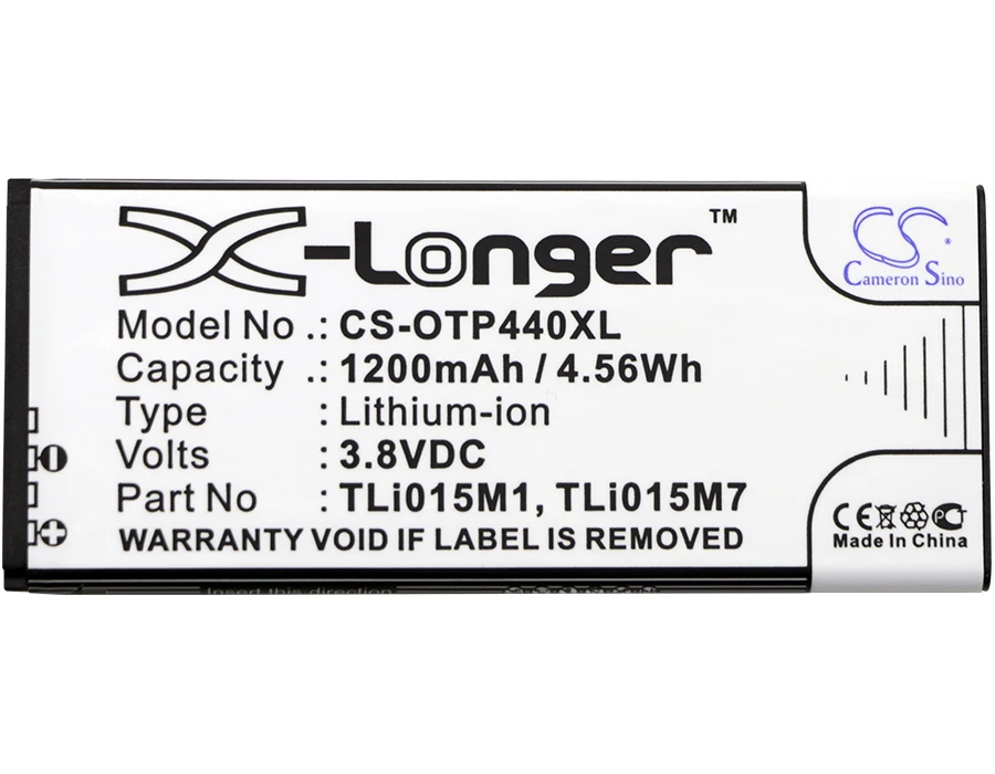 Обновленная батарея Cameron Sino для Alcatel TLi015M1 One Touch Pixi 4 0 OT 4034 4034D 4034X 1200