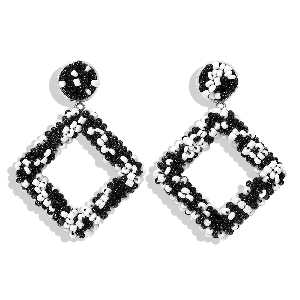 Miwens, новинка, Bauble Bar, синие Квадратные бусины, свисающие, модные женские серьги, кисточка, овальная рафия, массивные серьги-подвески ювелирные изделия