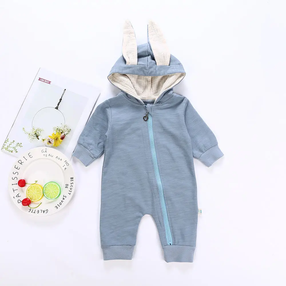 Милые детские комбинезоны с капюшоном и заячьими ушками для маленьких мальчиков