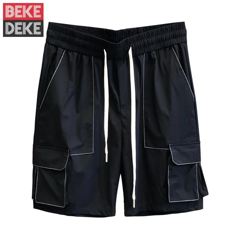 

Шорты мужские пляжные тонкие с карманами, штаны до колена, спортивные, для фитнеса с кулиской, повседневные карго, летние