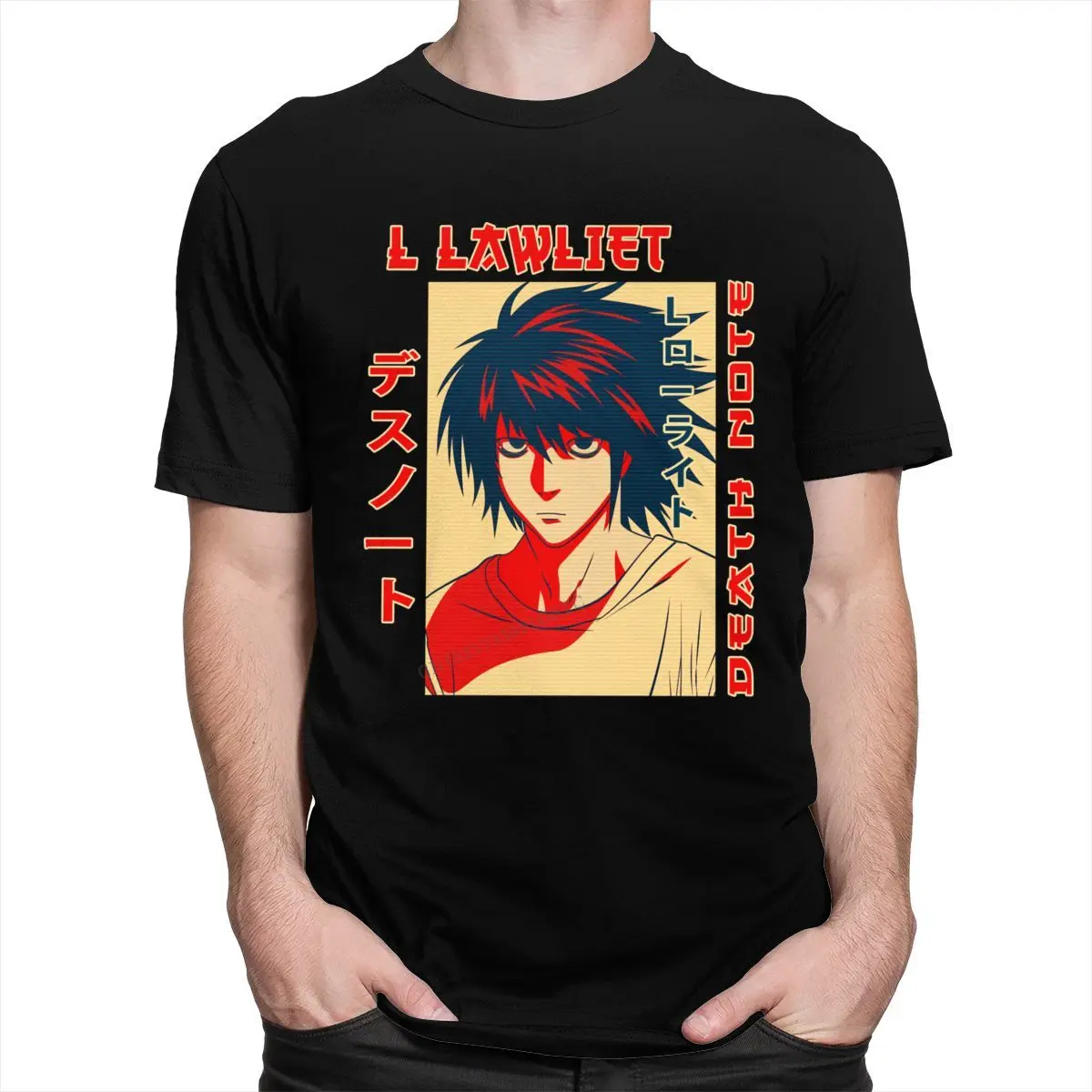 

Novelty Anime Death Note Tshirts For Men Father's dayd Print L Lawliet Tee Shirt Pure Cotton Mystery Manga T-Shirt Clothes Gift