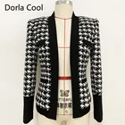 Высококачественные шерстяные куртки для женщин, Роскошные пальто на пуговицах с головой льва, весна 2020, Женская шерстяная клетчатая приталенная верхняя одежда