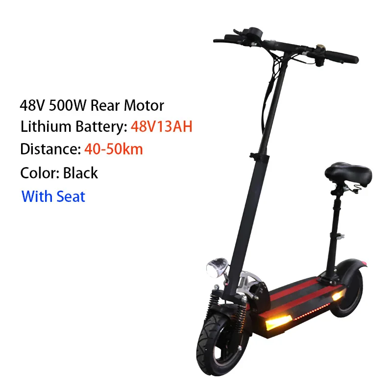 b48v13a withseat 48 В, 500 Вт, Электрический скутер для взрослых, 48 В, 26А, мощный, более 100 км, складной Лонгборд, скейтборд Ховерборд, e скутер с сиденьем - Цвет: b48v13a withseat