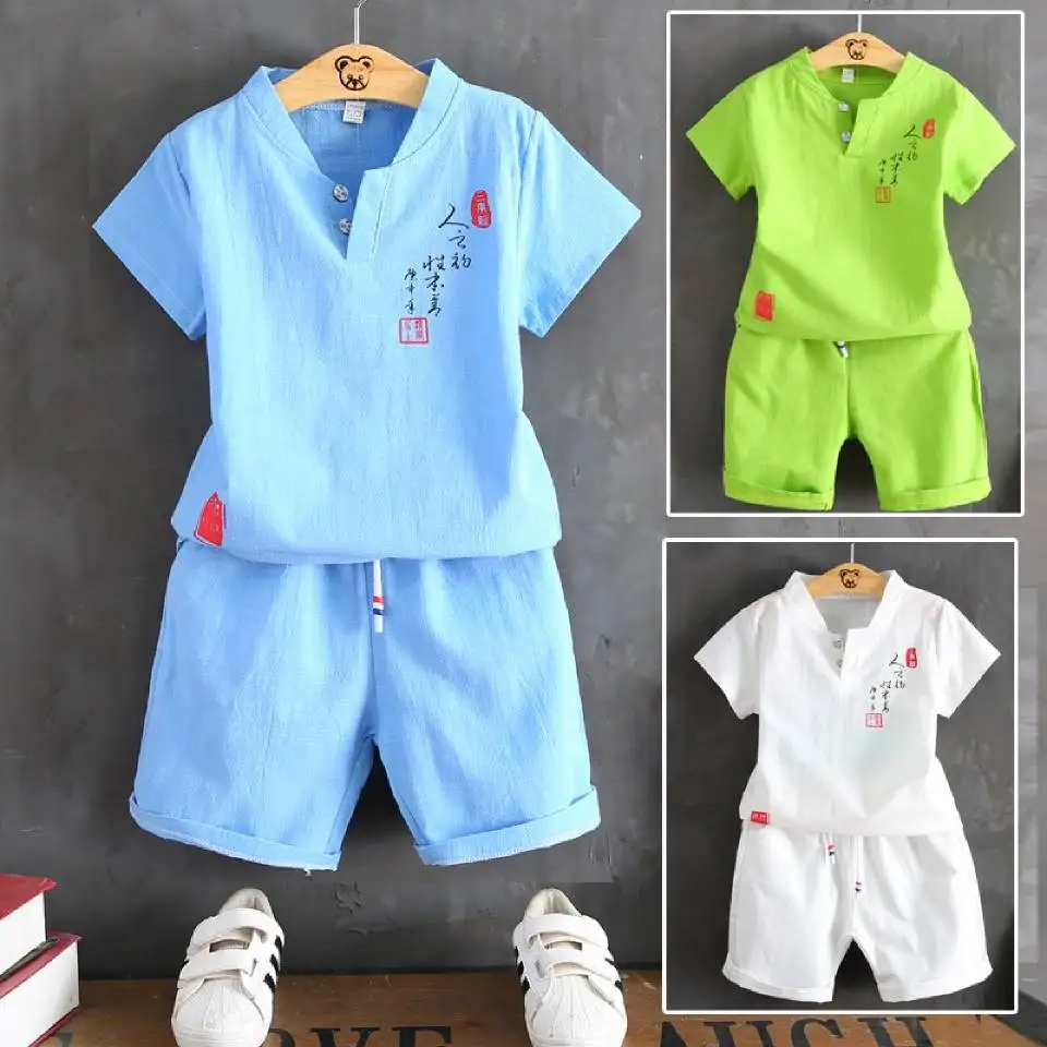 

Kids Clothes Boys Sets Summer Style Short Sleeve Shirts+Shorts Suits Pants 2 Pieces Children Fashion China Tang Costume Clothing