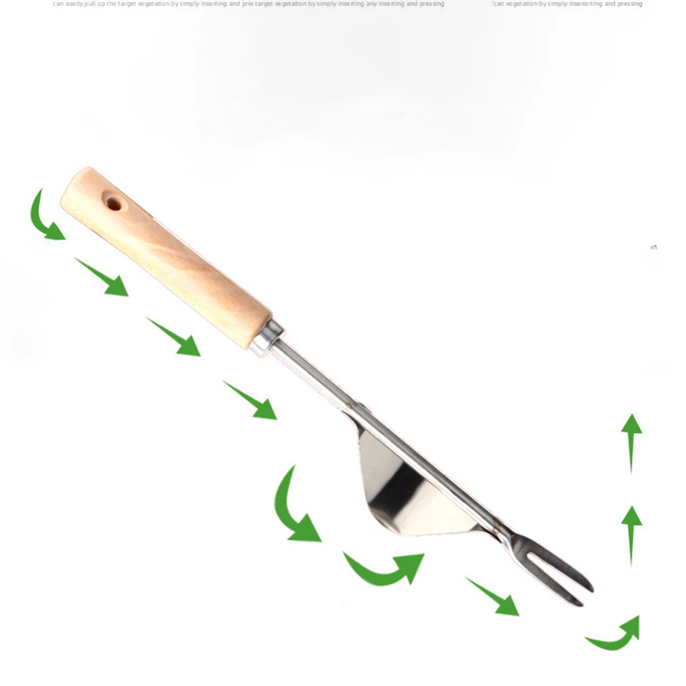 

Stainless Manual Steel Weeder Puller Bend-Proof Gardening Tool Hand Weeder Puller Tool Prevents Rus Wooden Handle