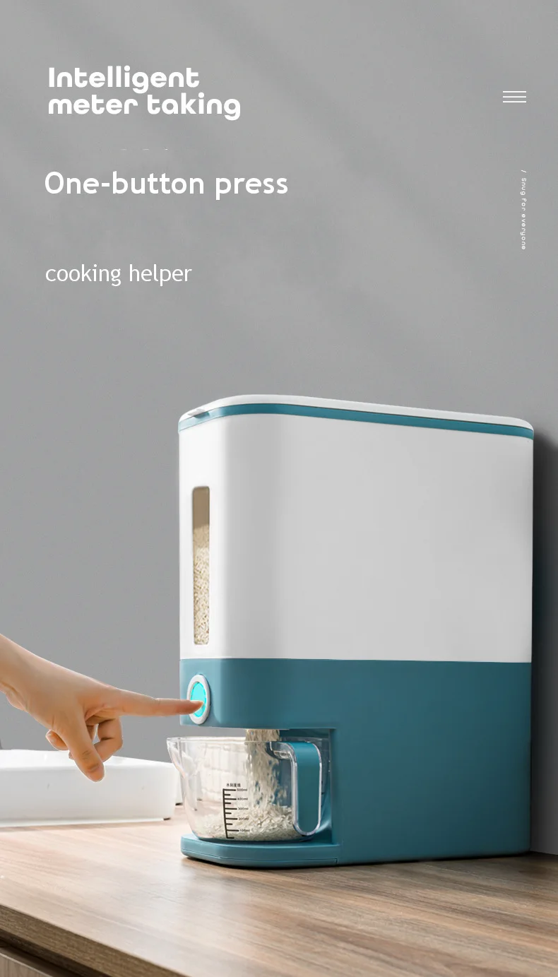 

Automatic Plastic Cereal Dispenser Storage Box Measuring Cup Kitchen Food Tank Rice Container Organizer Grain Storage Cans