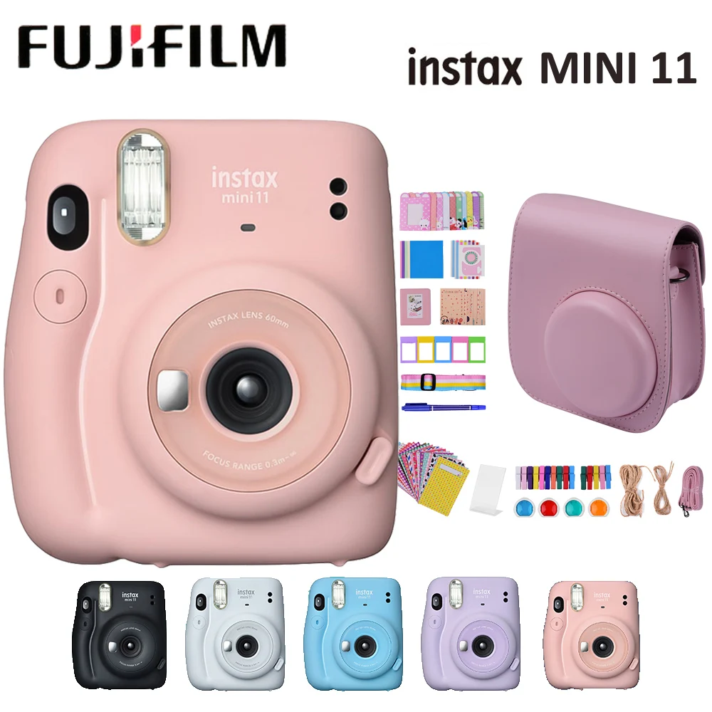 5 цветов Fujifilm instax mini 11 mini11 мгновенная камера пленочная + батарея 12в1 комплект чехол