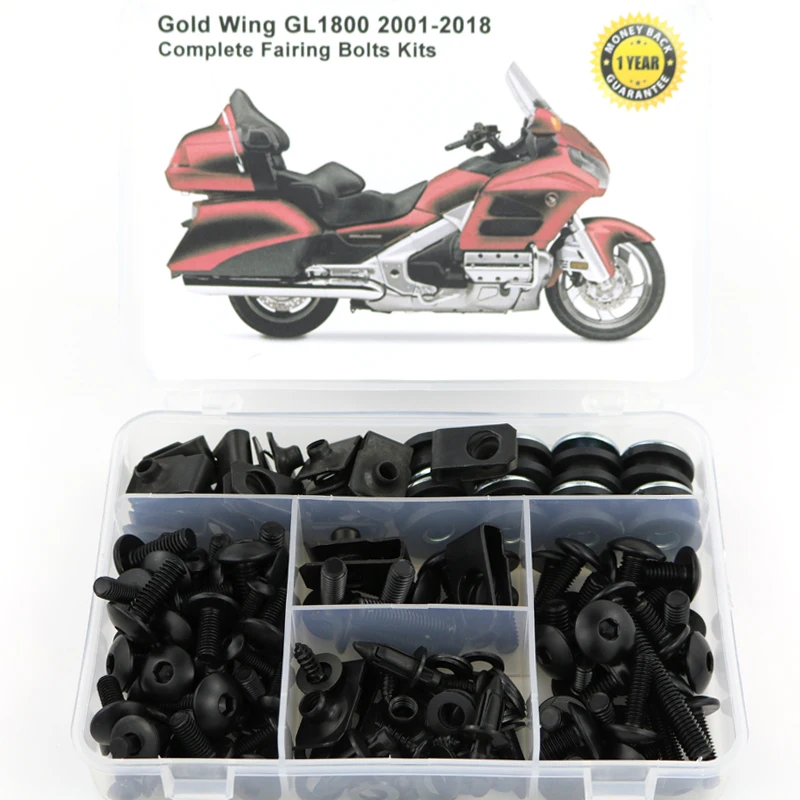 Black Для HONDA GL1800 GOLDWING 2001- полный обтекатель Болты Комплект скоростные гайки мотоциклетные Боковое покрытие винты OEM стиль стали - Цвет: Black