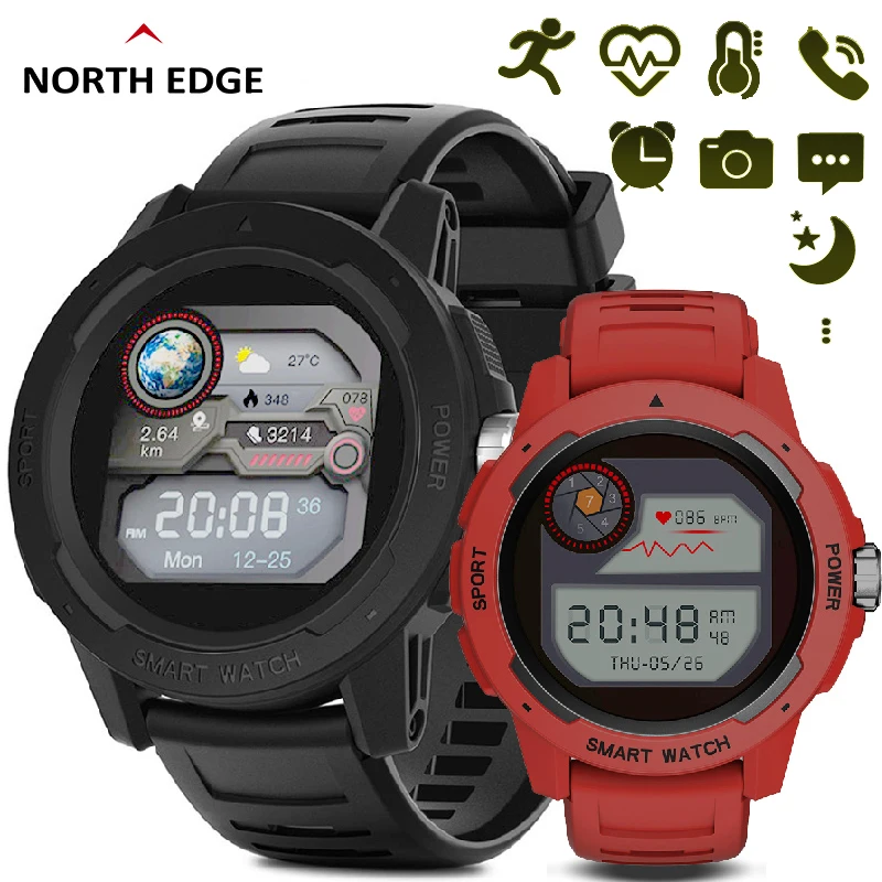

Цифровые Смарт-часы NORTH EDGE, модные спортивные часы, подсветка, шагомер, секундомер, водонепроницаемые Смарт-часы IP68
