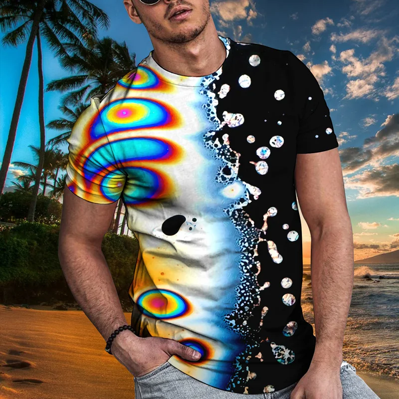 

Summer Crew Neck 3D Colorful T-Shirt for Men Full Printed Tees Short Sleeve Tops Summer Casual Shirts Men Clothing Tops Tee 6XL