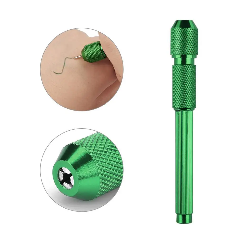 Зеленый нескользящий держатель для татуировки из алюминиевого сплава (без