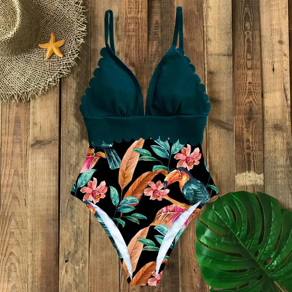 Сексуальный цельный купальник с открытыми плечами и оборками новая купальная