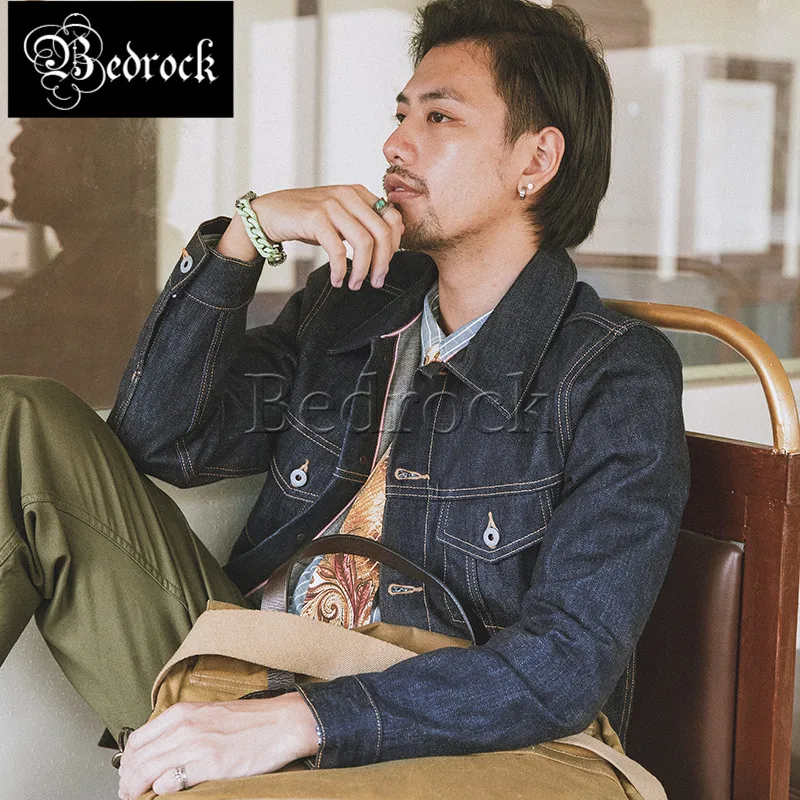 Мужская Тяжелая немытая джинсовая куртка из необработанного денима реплика