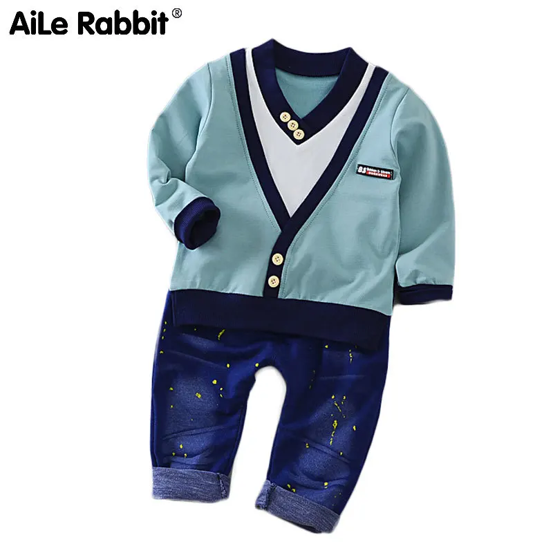 Комплект из футболки и брюк для мальчиков с V образным вырезом|Комплекты одежды