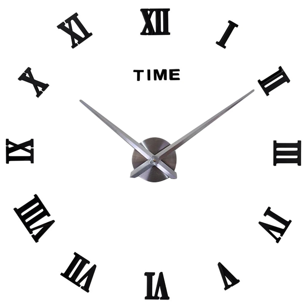 Большие настенные 3d часы сделай сам с римскими цифрами безрамные зеркальные