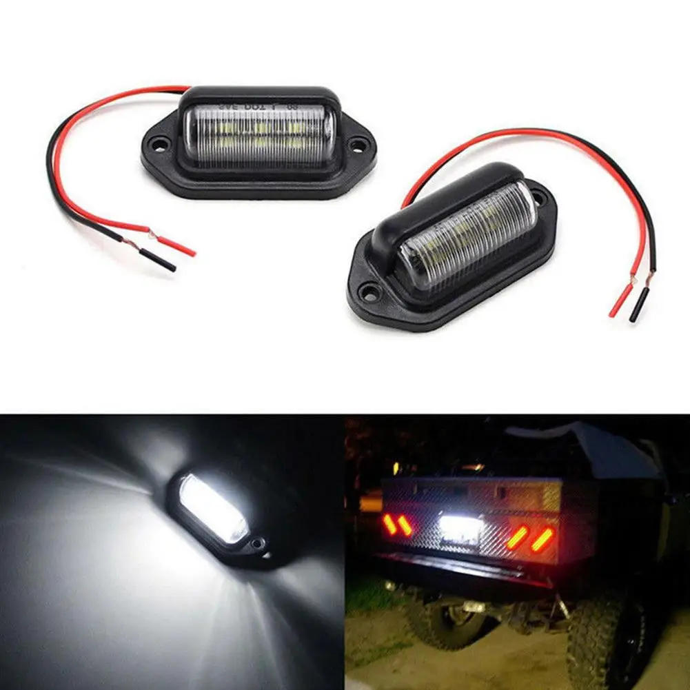 

2PCS 6LED 12-24V Automobile License Plate Light Car Boat Truck Trailer Step Lamp Indicator Light for Car Boats RV Truck Trailer