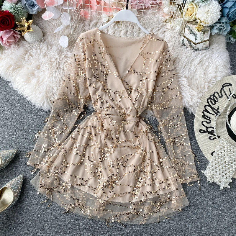 2020 Новая модная женская одежда Платья с v образным вырезом женские платья|Женские