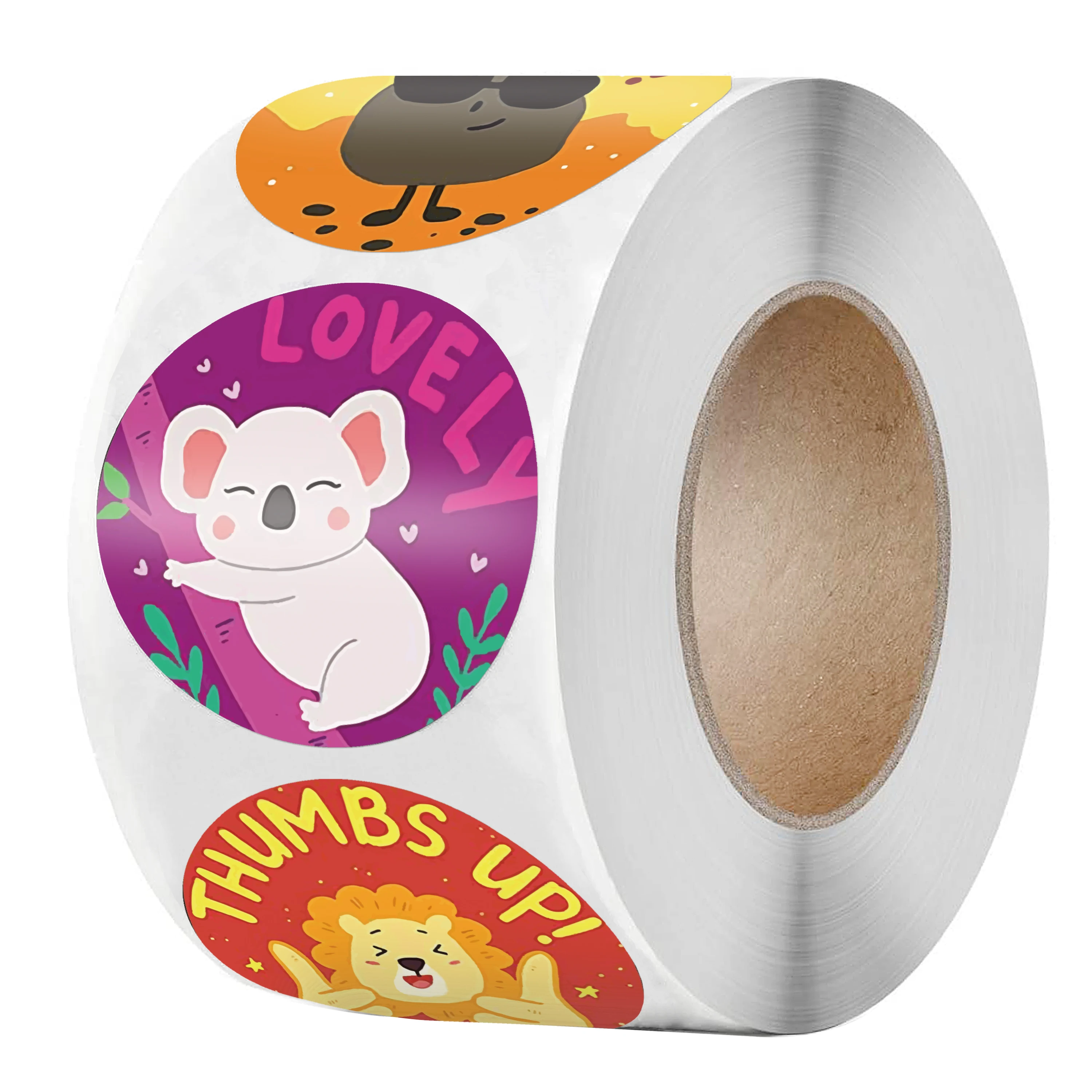 New Animals Sticker for Kids 500pcs/roll Catton Sticker With Encourage Words 1 inch for School Teacher Supplies Reward Sticker images - 6