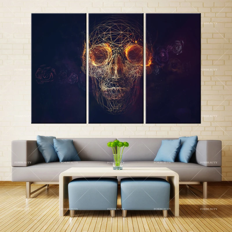 Геометрическая Печать skull_lines_roses_печать на холсте водостойкие чернила домашний