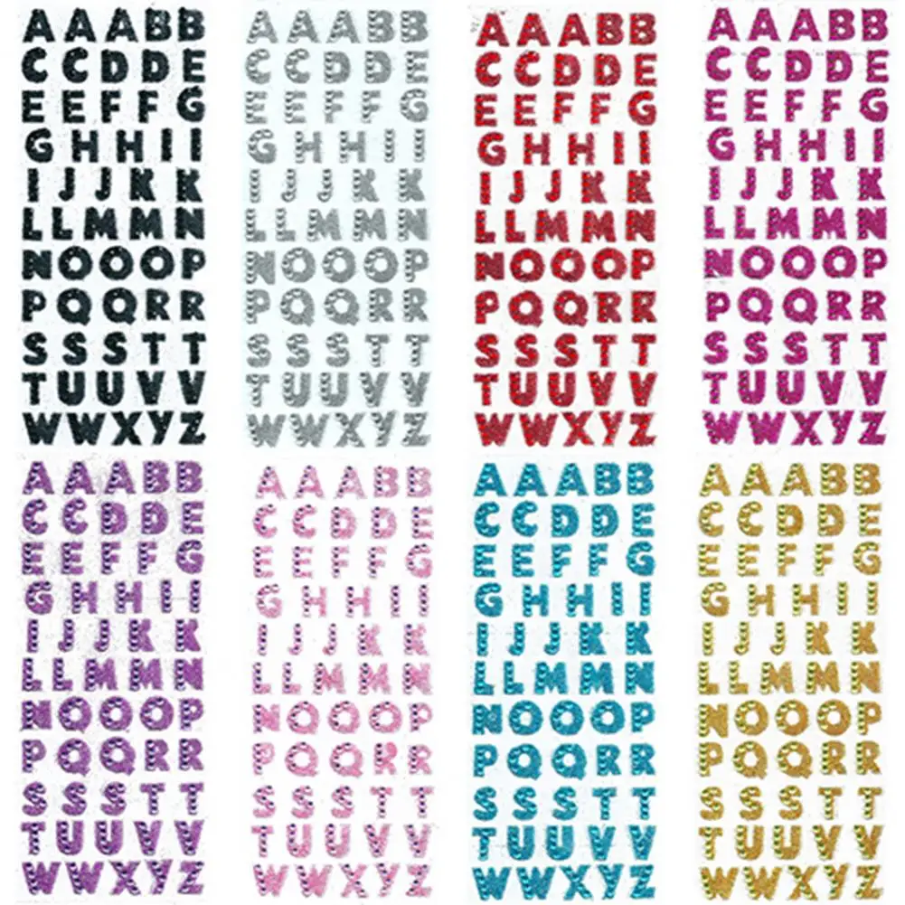 

Sticker Self-adhesive Word Pattern Rhinestone Alphabet Letter Decal Cartoon Reward Crystal Stickers Earrings Kids Funny Toy