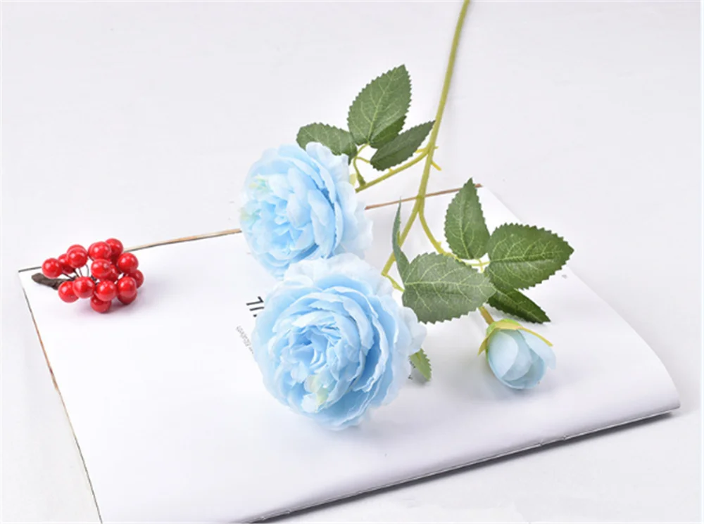 

4pcs 12 Heads Rose European Silk Artificial Peony Flower for Home Wedding Wall Flower Decoration flower Party Decor length 66cm