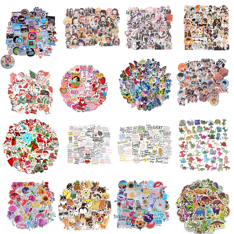 

50Pcs/set Colorful Flowers dog girl Memo Stickers for Laptop Car Skateboard Helmet Suitcase Stationery gift For kids