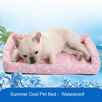 summber pet bed dog house lounger bed kennel mat soft fiber pet dog puppy cool removable washable waterlon for cats