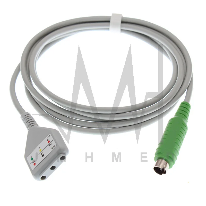 3 Leads ECG EKG Trunk Cable for MEK M160246 M360697 MP800 7P Monitor,AHA or IEC Intermediate Adapter,Din Style Leadwire