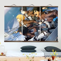 japanese anime attack on titan posters and prints canvas for living bedroom wall art picture poster wood scroll painting decor