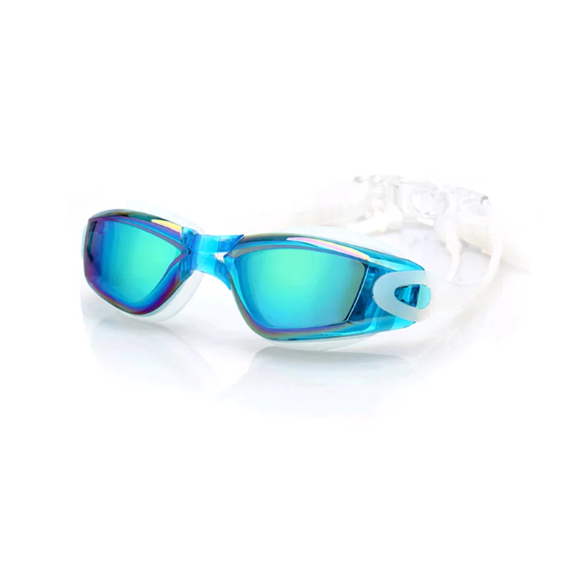 sky blue 1 Pair Electroplating UV Waterproof Anti fog Swimwear Eyewear Swim Diving Water Glasses Adjustable Swimming Goggles For Adults - Цвет: sky blue