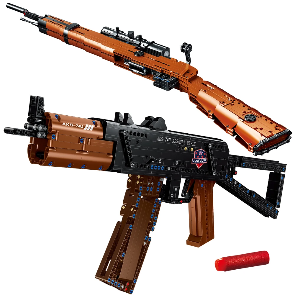 1004 шт. Военная серия штурмовая AKS-74U винтовка снайперский конструктор KAR 98K игровой