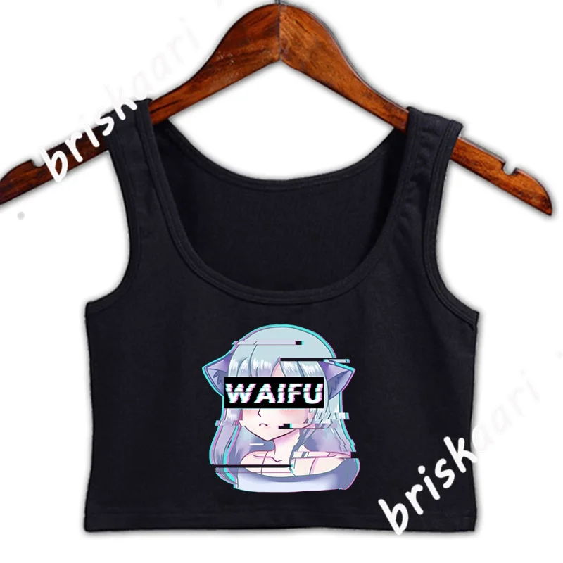 

Aesthetic Vaporwave Anime Girl Crop Top Women Sexy S-2xl Tops Natural Basic Design Spring Gift Vest