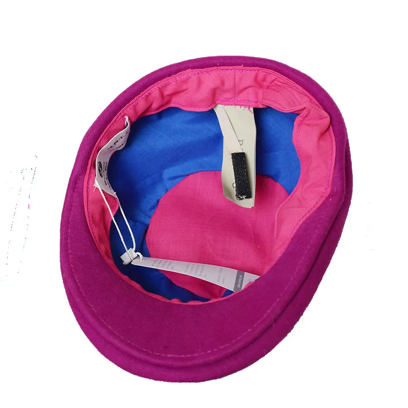 Зимние однотонные желтые шерстяные шляпы PWFR036 с козырьком для женщин