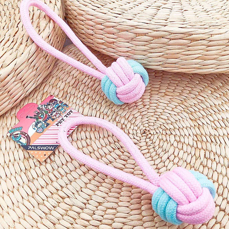 

New Pet Toy Cotton Rope Color Matching Hand Throwing Ball Dog Toy Molar Teeth Resistant To Bite