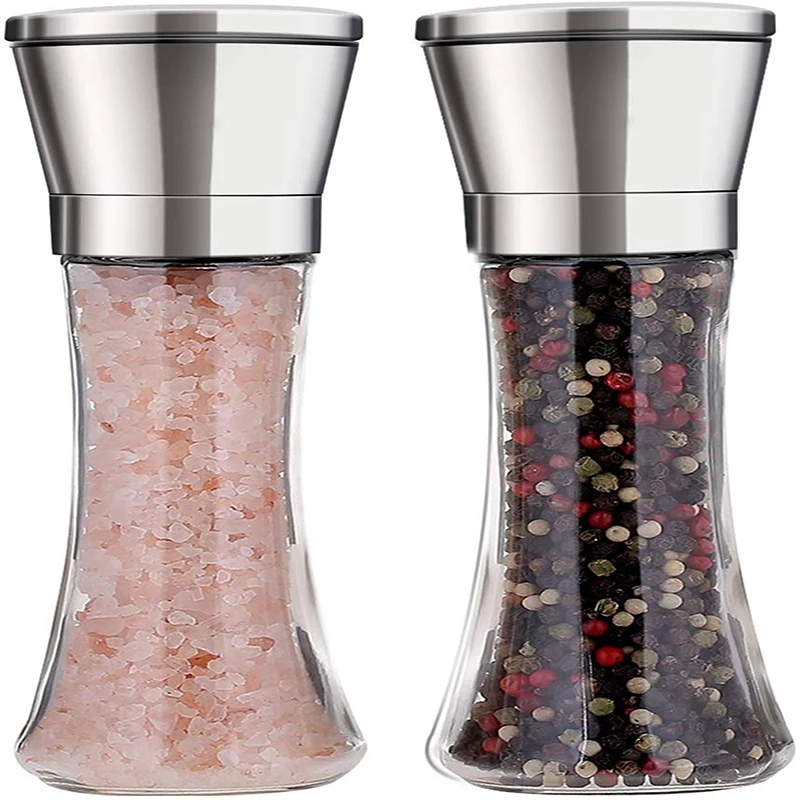 

Salt and pepper grinder 2-piece stainless steel manual spice salt and pepper grinder set coarse-grinding ceramic rotor