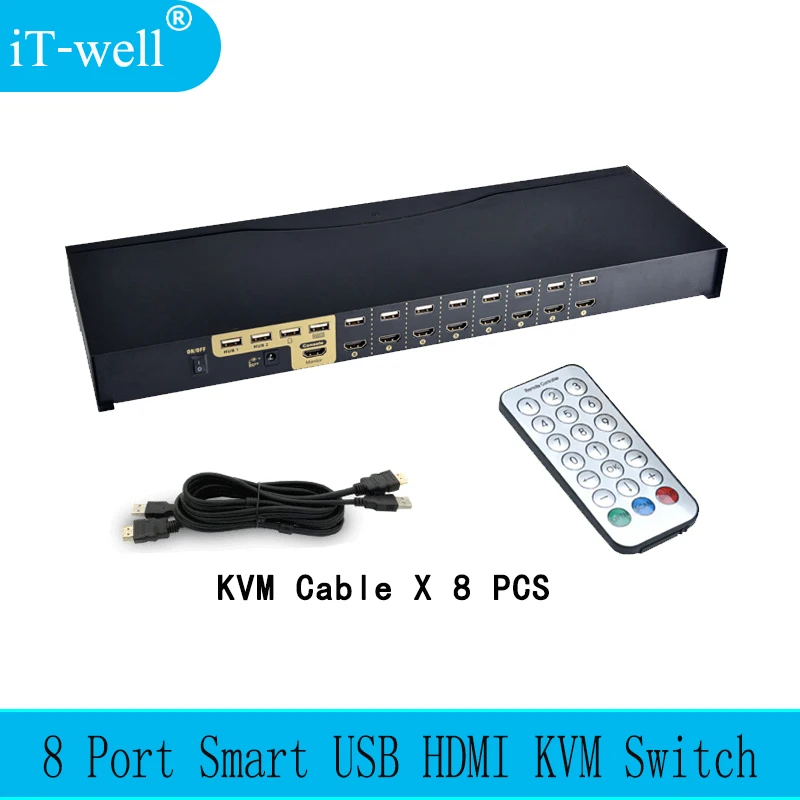 Квм Консоль USB HDMI с 8 портами и автоматическим сканированием 1080P 3D переключатель