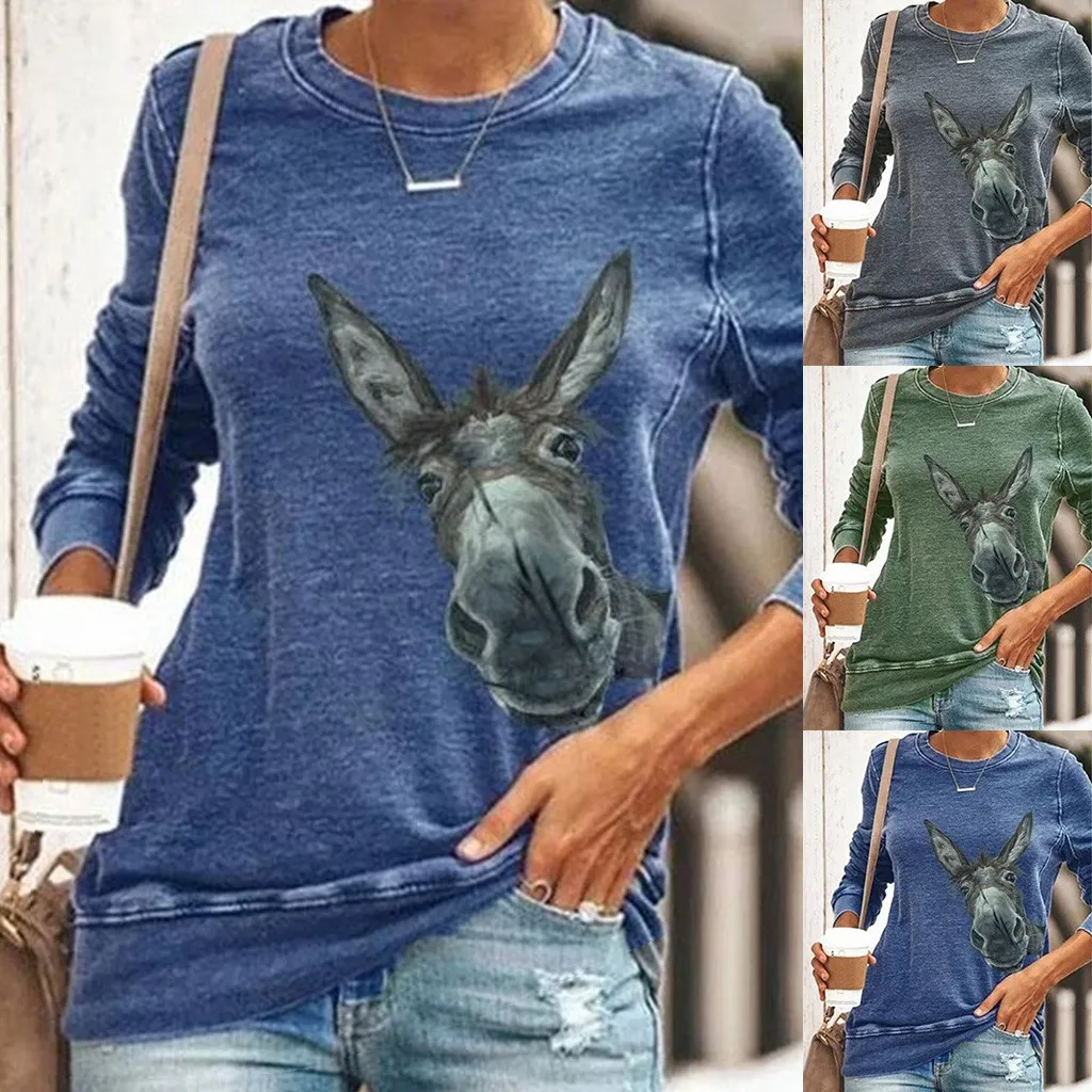 Женская толстовка с объемным животным принтом забавная Толстовка длинным