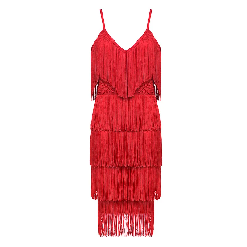 

Women's suspender tassel evening dress nightclub dress