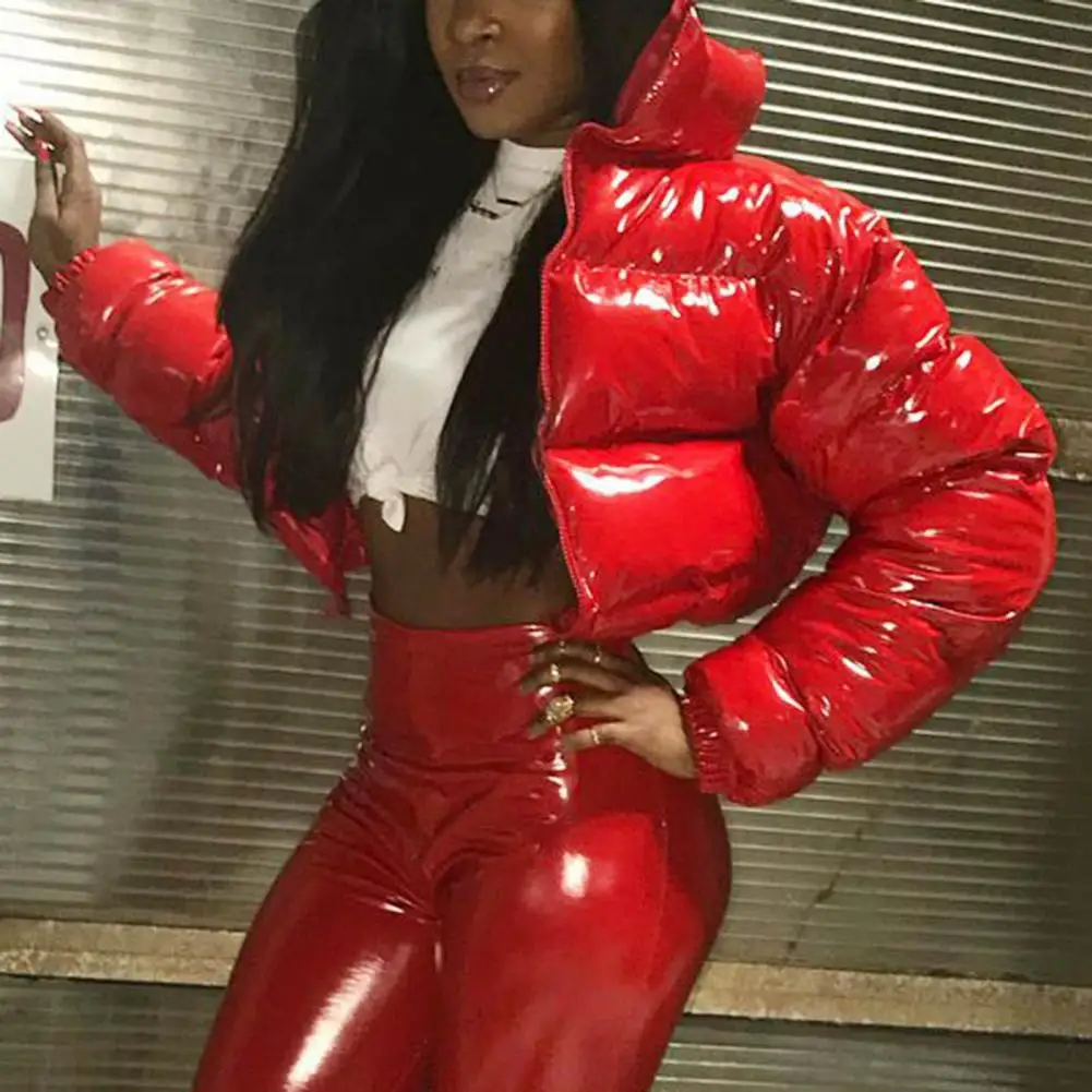 Хлопковая куртка на молнии однотонное Стеганое пальто с яркой гладкой