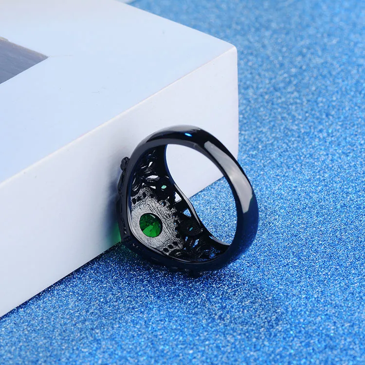 Индивидуальное черное позолоченное полое обручальное кольцо в готическом стиле