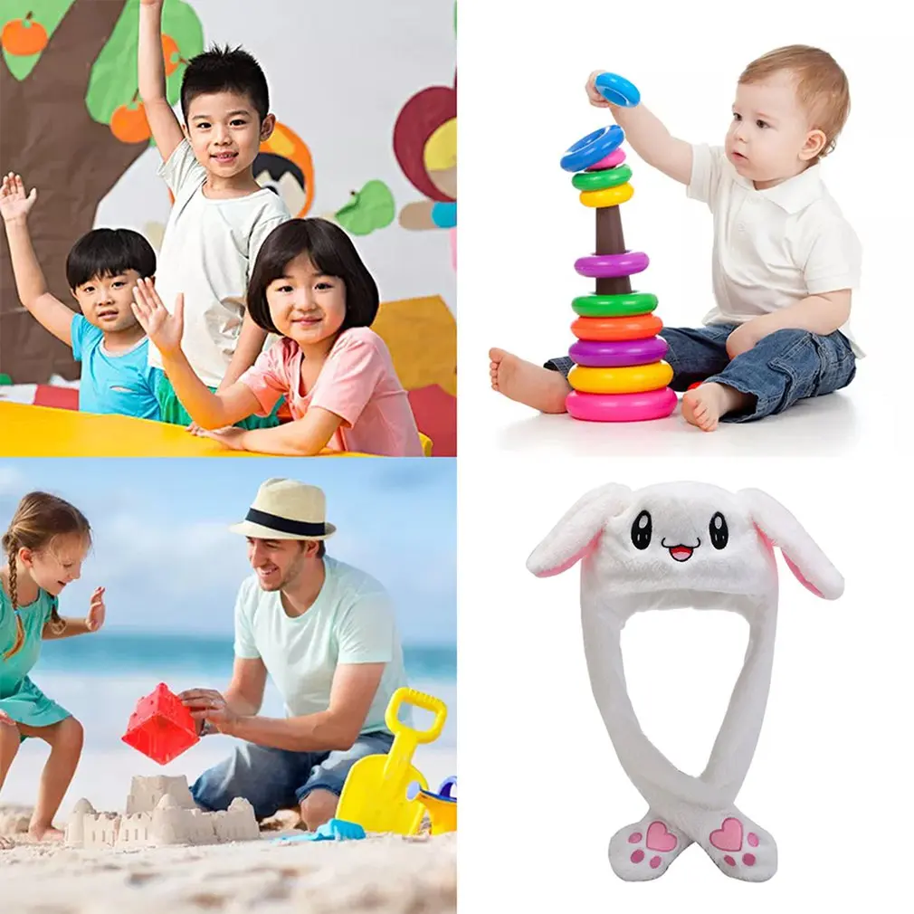 

Animal Cartoon Stitch Girls Unicorn Hat Winter Women Hats Plush Moving Rabbit Ears Hat Children's Cap Funny Gift For Baby