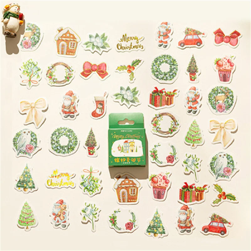 

46Pcs/Box Merry Christmas Series Stickers Journal Bullet Planner Decorative Laptop Phone Scrapbooking Diary Sticker Stationery