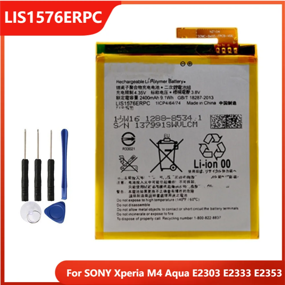 

Сменный аккумулятор для телефона LIS1576ERPC для SONY Xperia M4 Aqua E2303 E2333 E2353, аккумуляторные батареи 2400 мАч