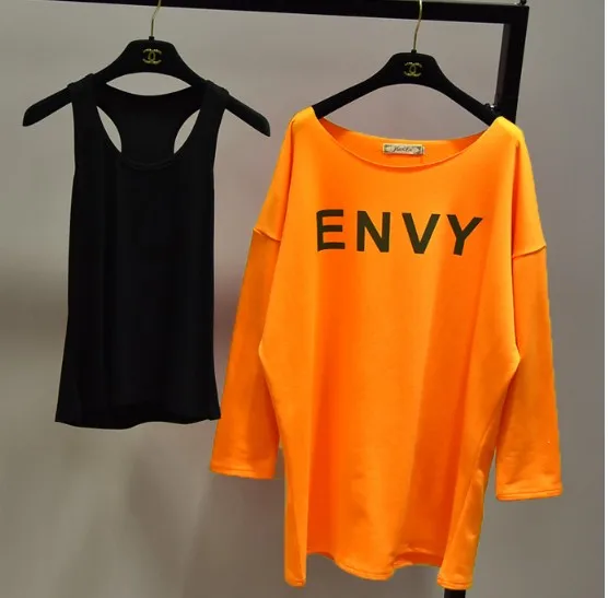 Новинка комплект из двух предметов простая весенне осенняя женская футболка с