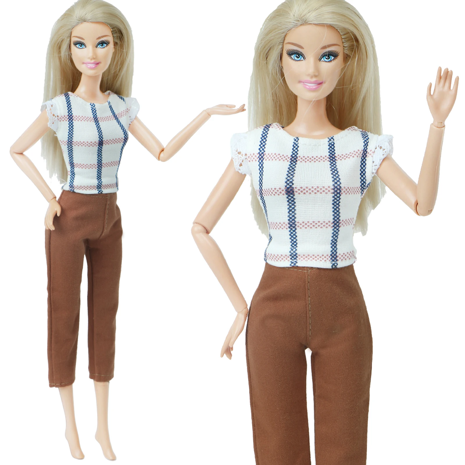 1 шт. наряд для куклы белая рубашка в полоску блузка коричневые аксессуары брюк