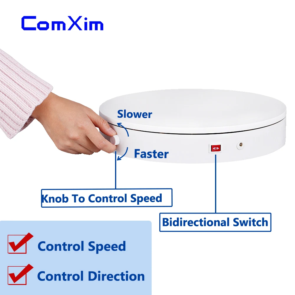 

ComXim MT320KL40 32 см ручка управления скоростью, 360 градусов электрическая фотография поворотный стол для съемки продукта, 3D сканирование, дисплей