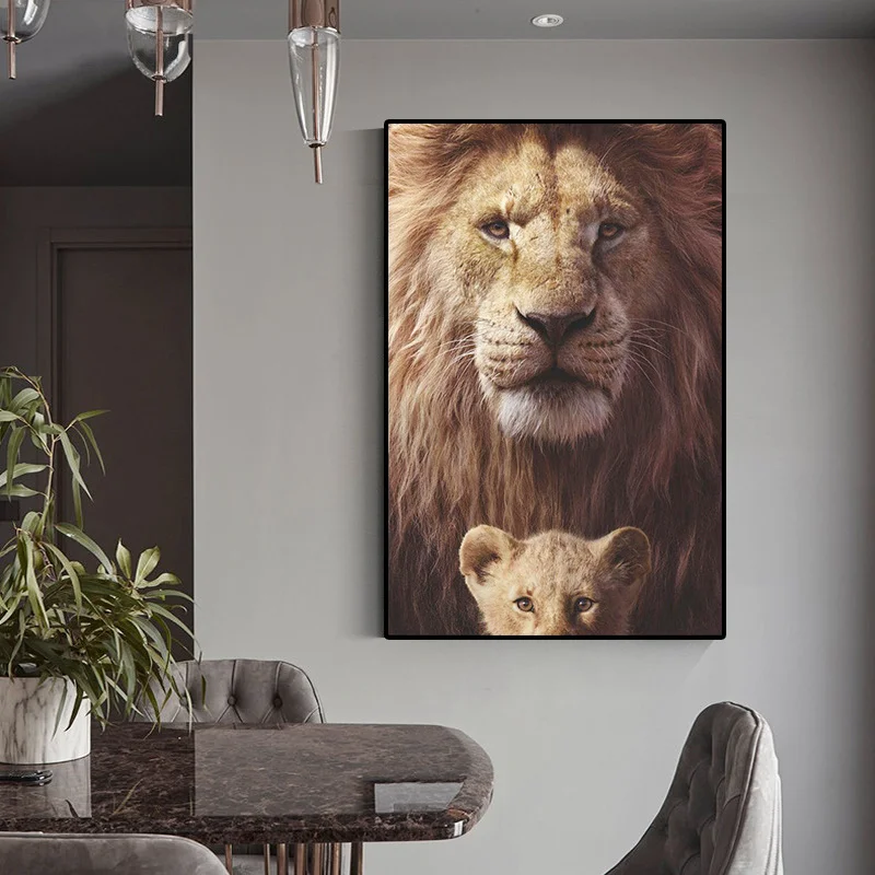 

African Wild Lions Family Canvas Painting Animals Art Poster and Prints Wall Art Picture for Living Room Home Cuadros Decoration