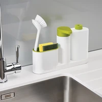 3in 1 kitchen storage rack for cleaning rack washing sponge brush sink detergent soap dispenser bottle kitchen organizer gadget