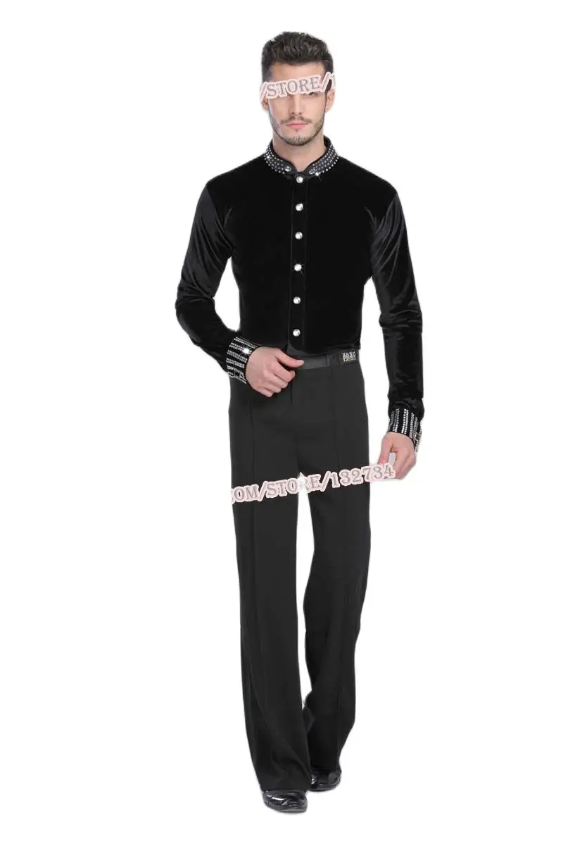 Рубашка мужская для бальных танцев бесплатный индивидуальный топ из черного